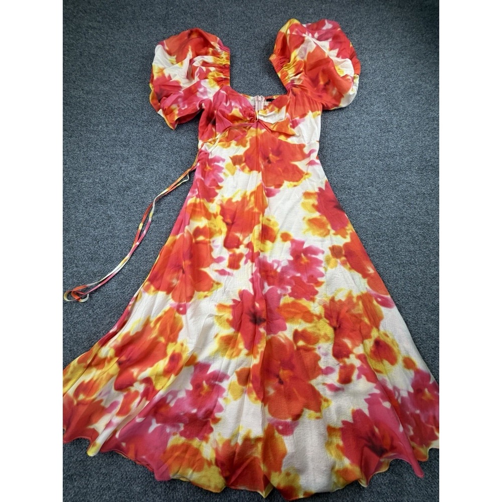 Alex Marie Monroe Floral Midi Dress Puff Sleeve Smocked Back Size 8 NWT - Picture 3 of 13